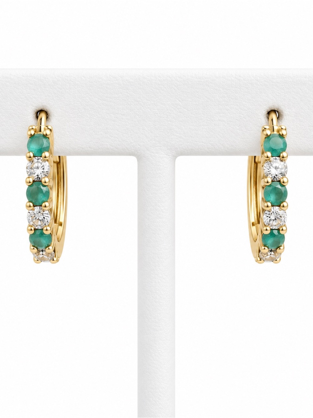 Vintage small gold hoops with CZ stones
